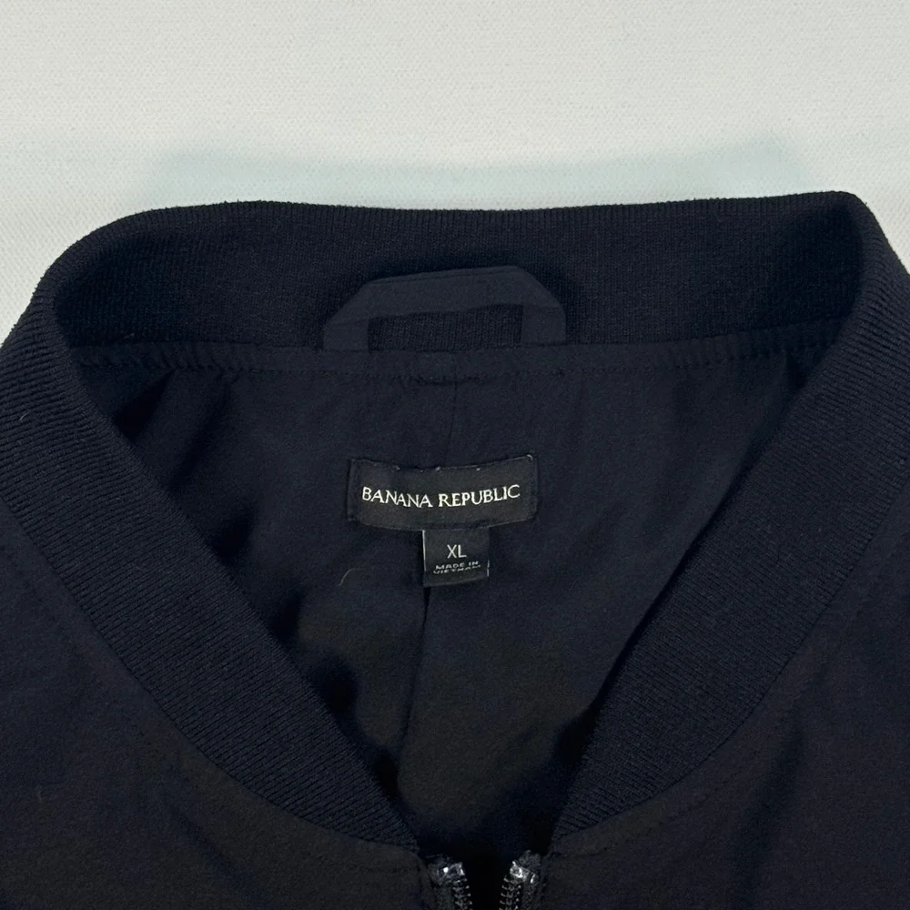 Banana Republic Mens XL Black Polyester Full Zip Bomber Jacket Outerwear